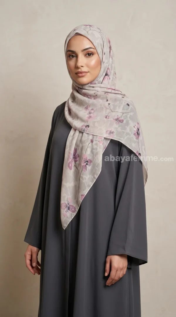 Bedrukte Vierkante Zijden Mousseline Hijab Collectie Luna Luna FP17 02