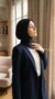 Black square silk chiffon hijab Riley Collection 05