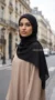 Black square silk chiffon hijab Riley Collection