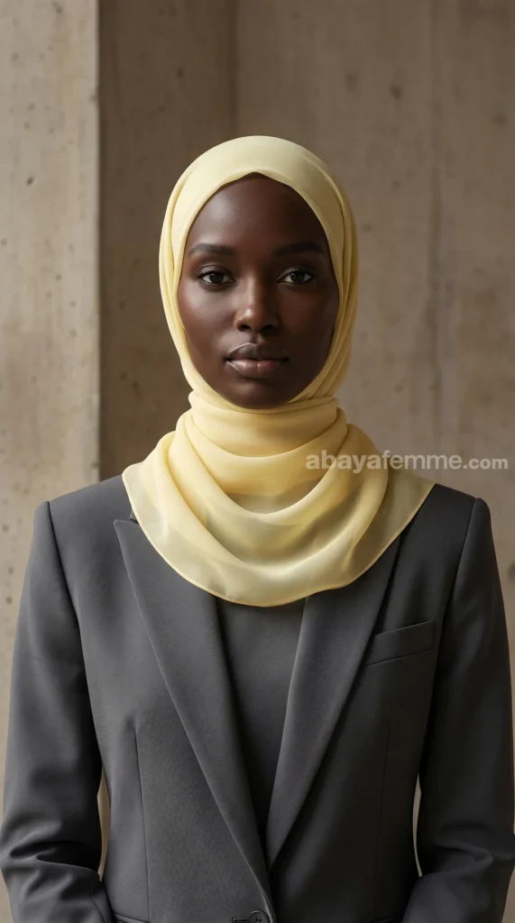 Yellow silk chiffon square Riley collection hijab 01