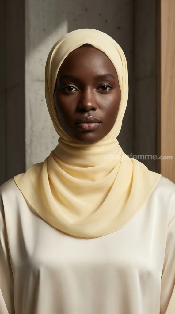 Yellow silk chiffon square Riley collection hijab 02
