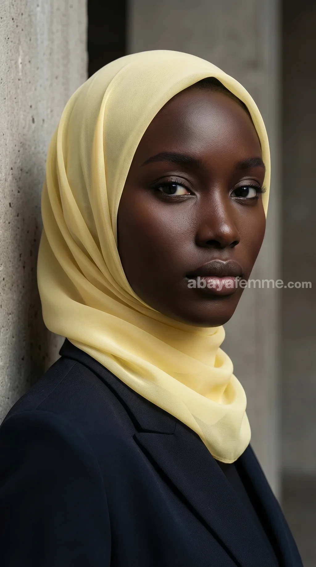 Hijab Mousseline de Soie Carré jaune Collection Riley