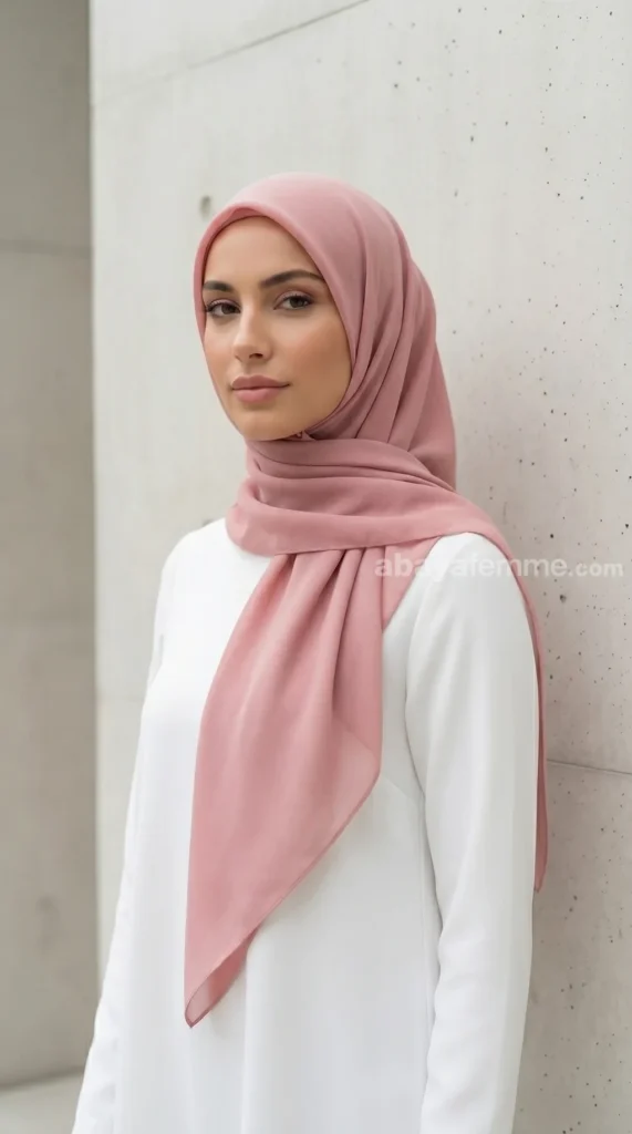 Pink Square Silk Chiffon Hijab Riley Collection 02