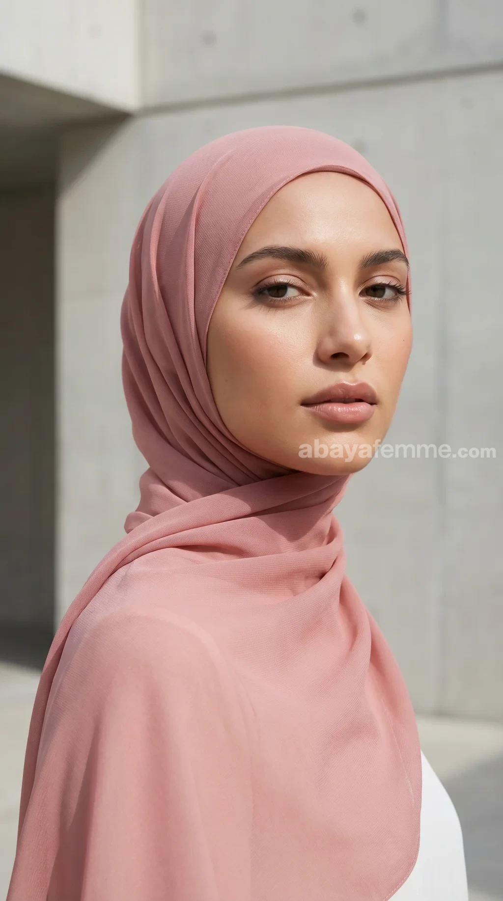 Hijab Mousseline de Soie Carré rose Collection Riley