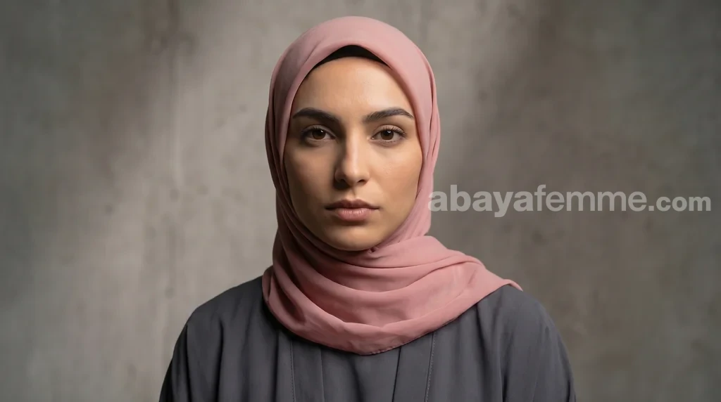 Hijab Mousseline de Soie Carré rose Collection Riley 1 Femme portant le hijab mousseline de soie carré rose collection riley