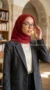 Carmine Red Square Silk Chiffon Hijab Riley Collection 03