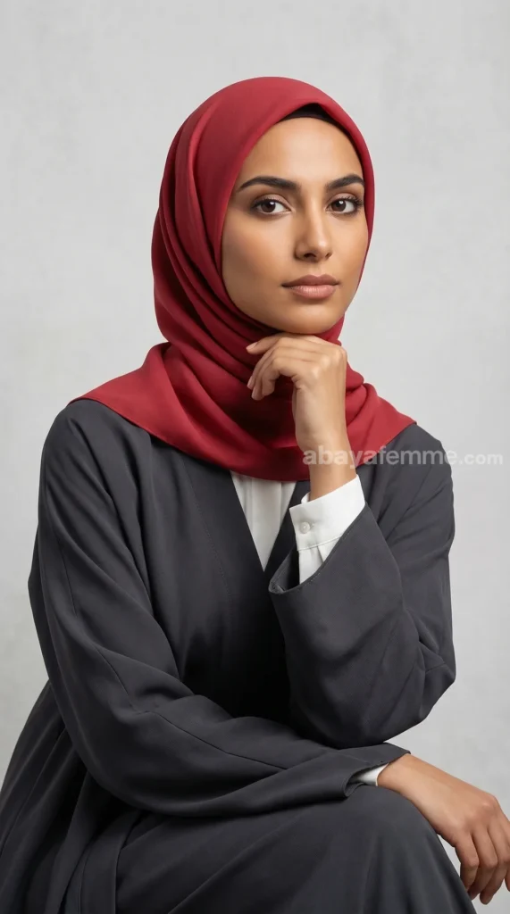 Carmine Red Square Silk Chiffon Hijab Riley Collection 04