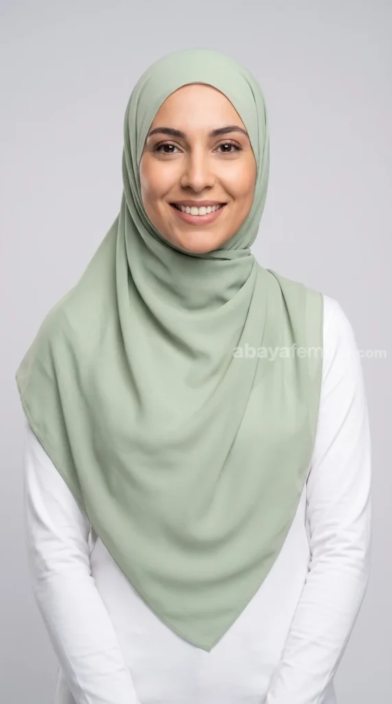 Hijab Mousseline de soie Carré Vert d'eau Collection Riley – view 2
