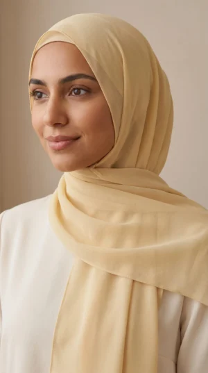 Straw Yellow Chiffon Hijab