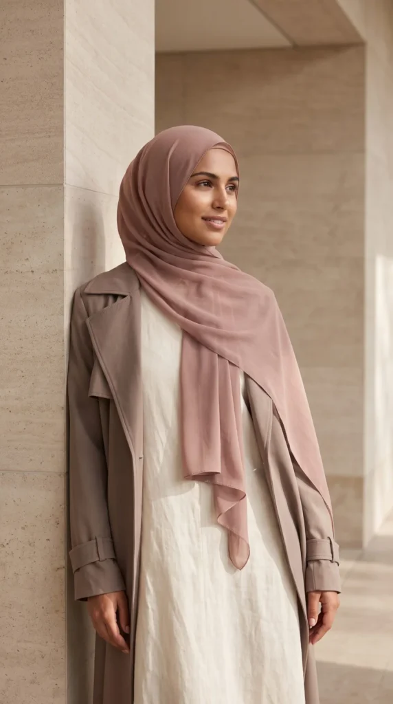 Hijab Mousseline Rose poudré Collection Premium – view 1