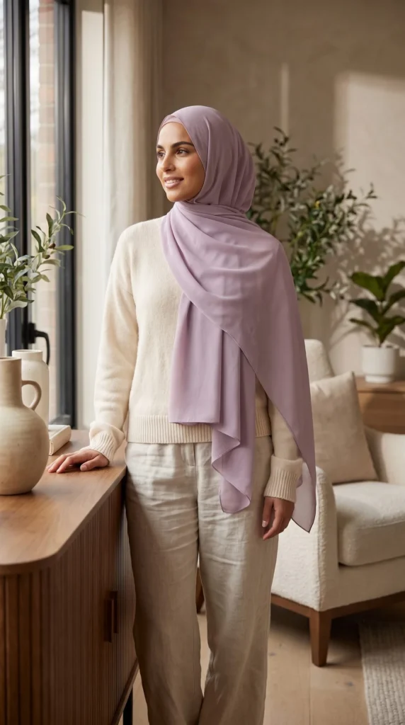 Hijab Mousseline Lilas Premium Collection – view 1
