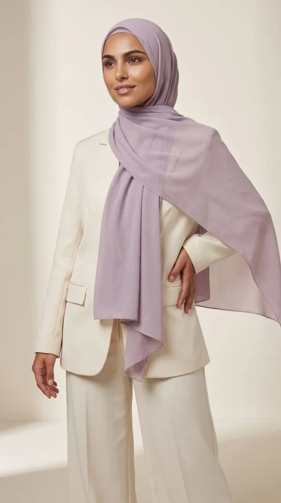Hijab Mousseline Lilas Premium Collection – view 3