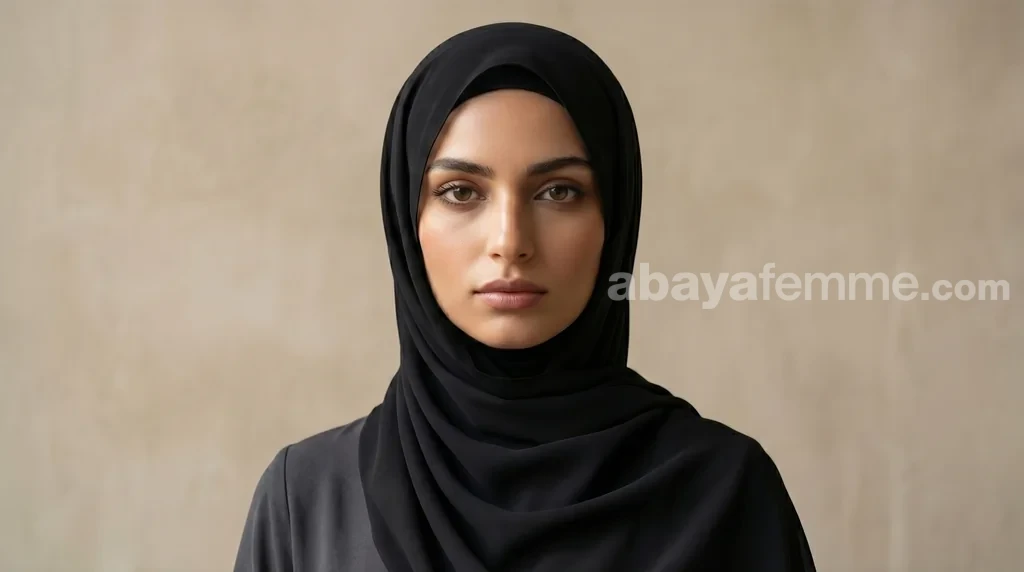 Hijab Mousseline Noir Luxury Mousseline 2 Détail du tissu premium du hijab mousseline noir luxury mousseline