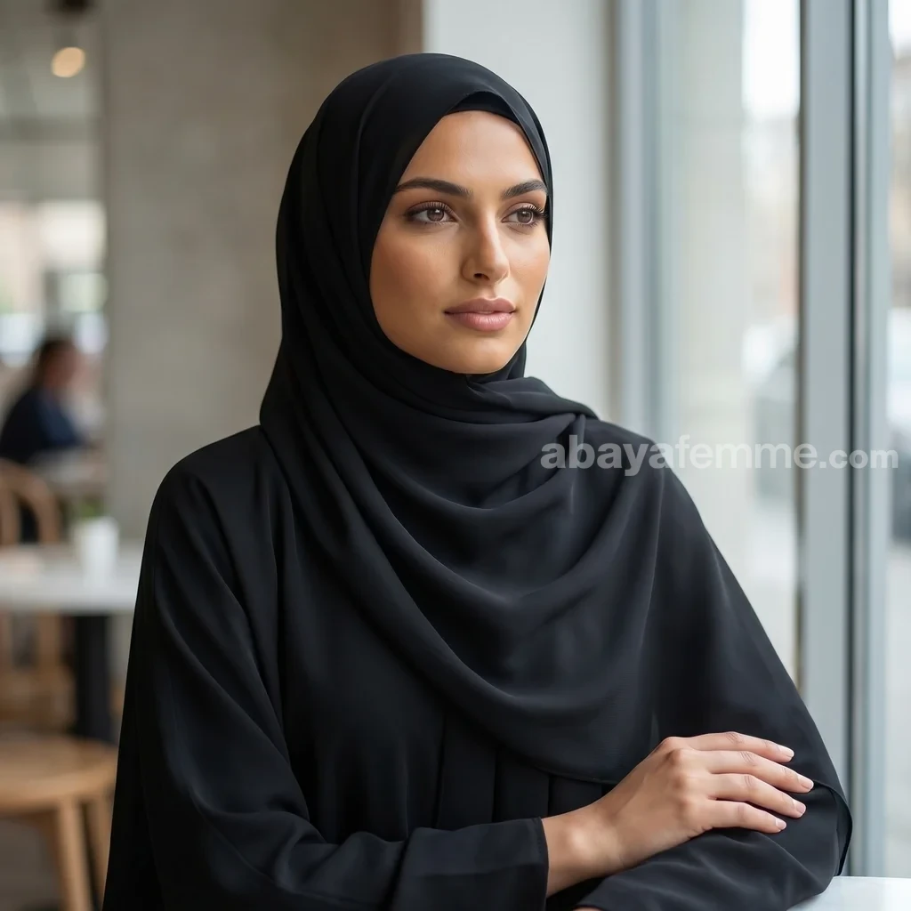 Hijab Mousseline Noir Luxury Mousseline 4 Dimensions et coupe rectangulaire du hijab mousseline noir luxury mousseline