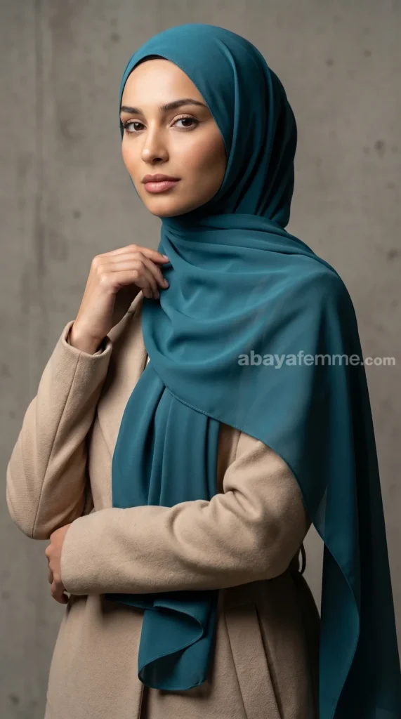 Teal Luxury Chiffon Hijab 05