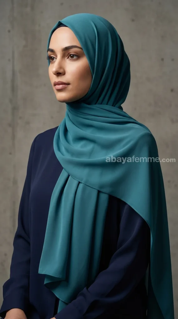 Teal Luxury Chiffon Hijab 04