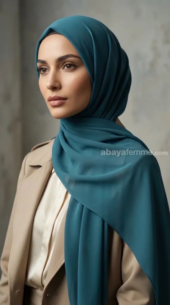 Teal Luxury Chiffon Hijab 03