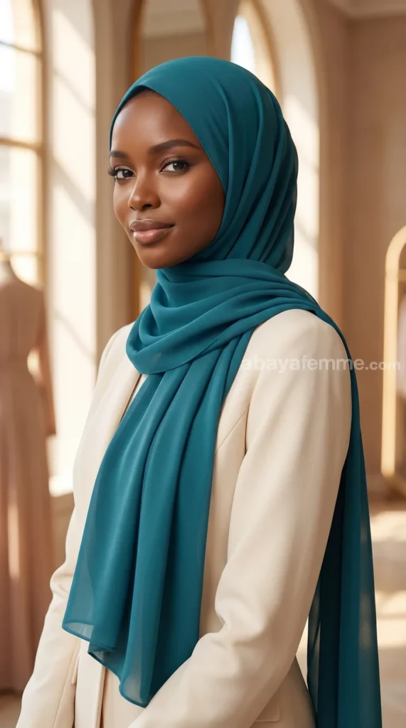 Teal Luxury Chiffon Hijab 02