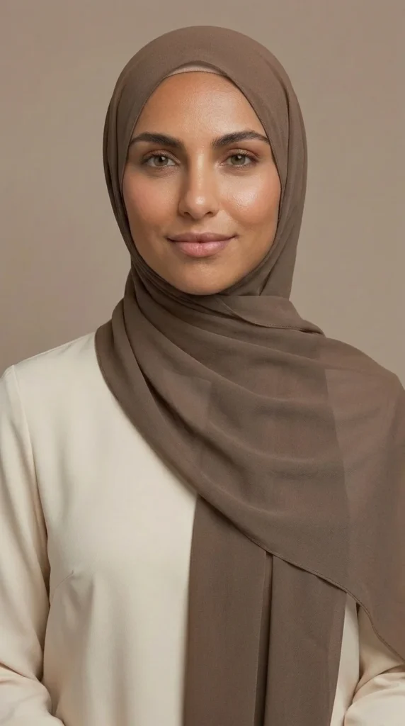 Hijab Mousseline Nude foncé Premium Collection – view 2