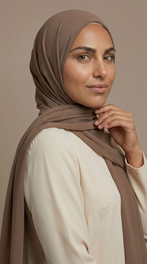 Hijab Mousseline Nude foncé Premium Collection