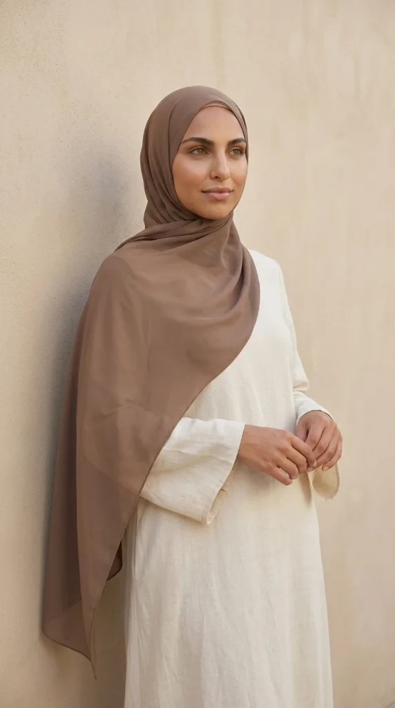 Hijab Mousseline Nude foncé Premium Collection – view 1