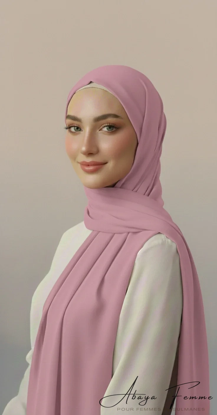hijab mousseline premium rose