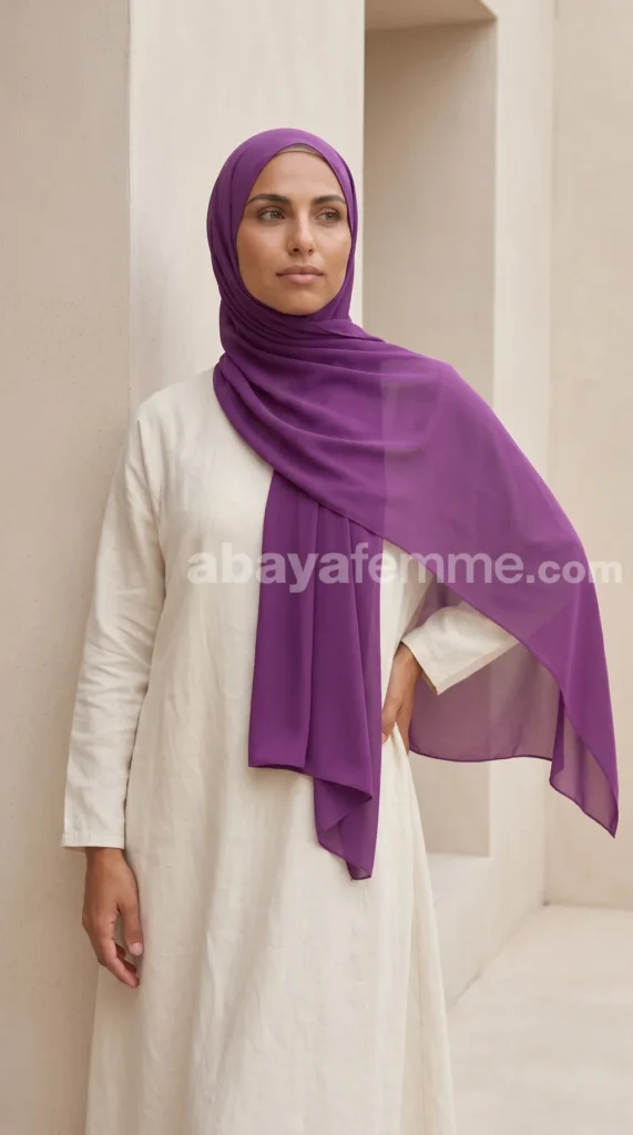 Hijab Mousseline Prune Premium Collection – view 3