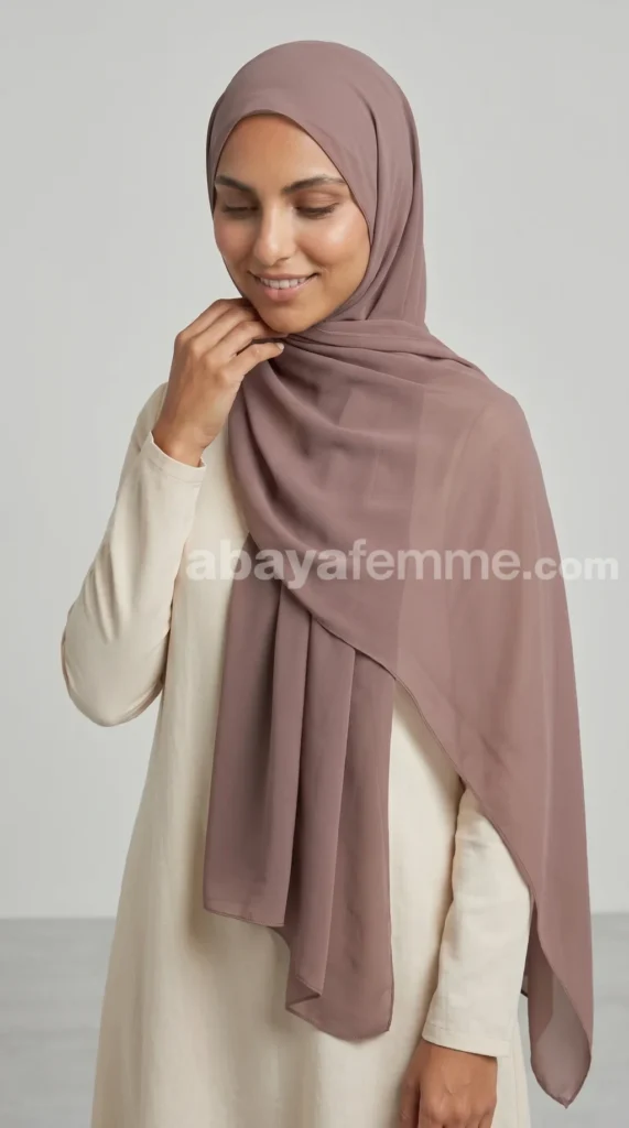 Hijab Mousseline Rose foncé Premium Collection – view 2