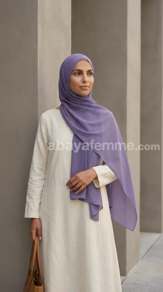 Hijab Mousseline Violet Premium Collection – view 2
