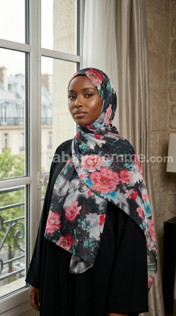 Hijab mousseline imprimé Collection Lilia HMIT01 – vue 1