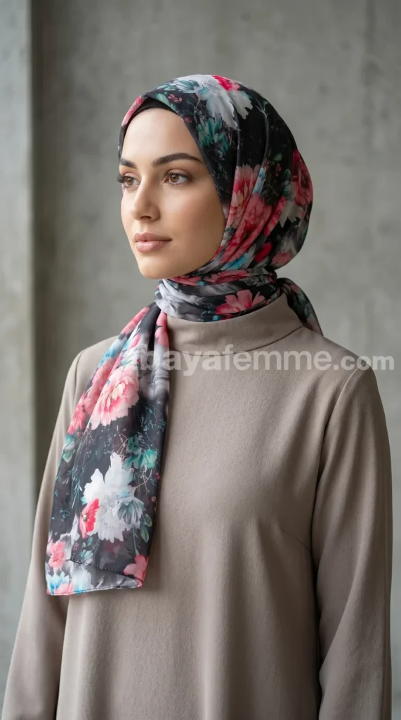 Hijab mousseline imprimé Collection Lilia HMIT01 – vue 2