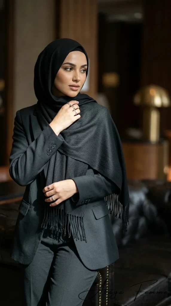 Pashmina Collection Basic Schwarz - Lifestyle-Foto - Model-Stil: Hijabi