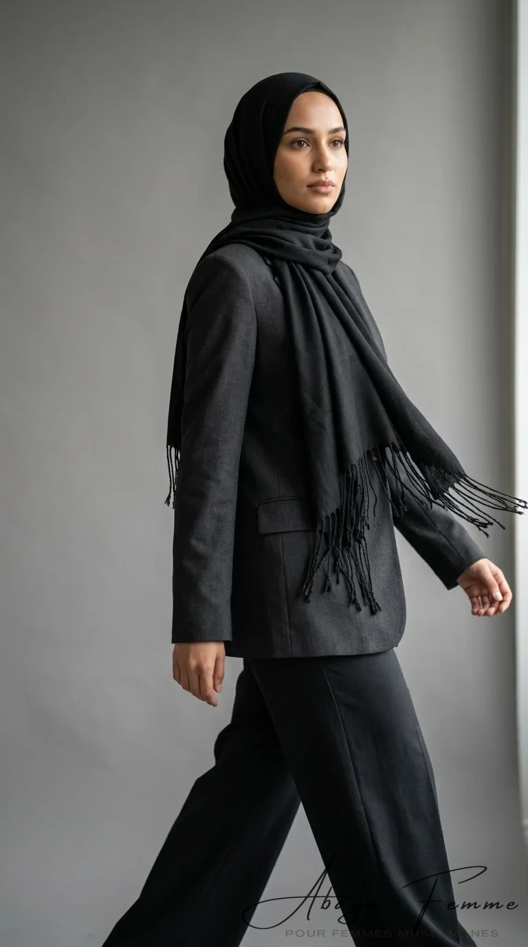 Pashmina Collection Basic Noir - Studio Photo - Model Style: Hijabi