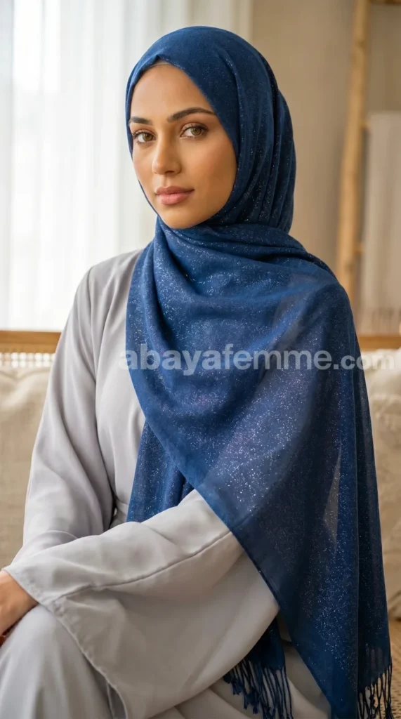 Blue pashmina hijab Talia collection 01