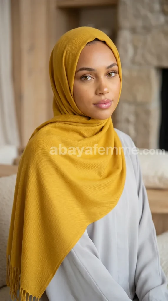 Pashmina Jaune Moutarde Collection Basic – vue 2