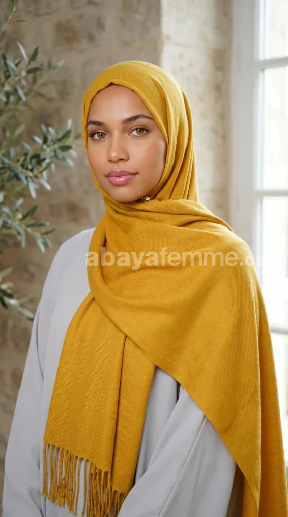 Pashmina Jaune Moutarde Collection Basic – vue 1