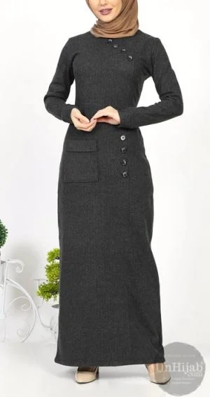 Abaya Robe en tricot gris foncé