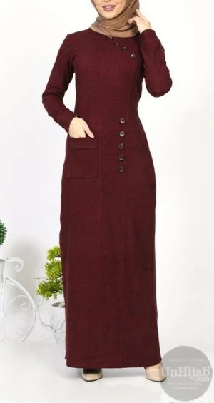 Abaya Robe Tricot Bordeaux