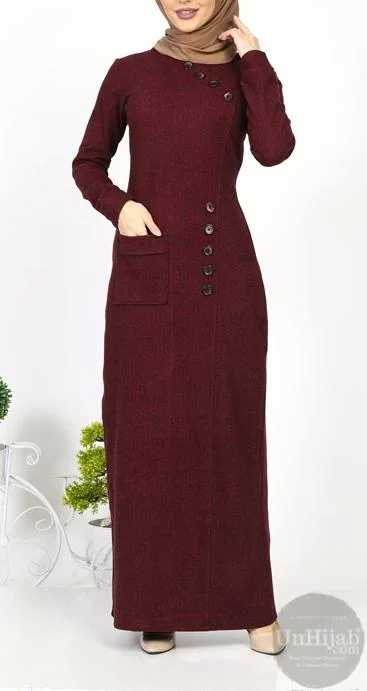 Abaya Robe Tricot Bordeaux