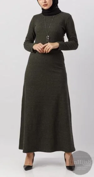 Abaya légèrement évasée Kaki