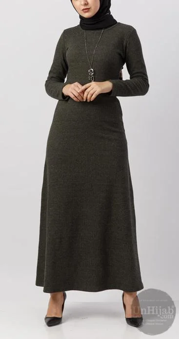Abaya légèrement évasée Kaki