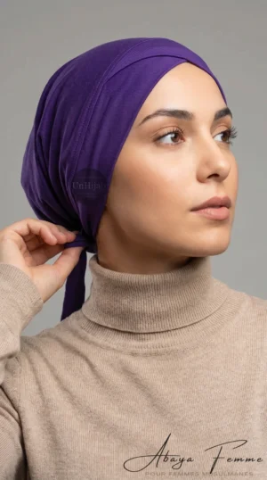 Bonnet "Sous Hijab" Croisé Collection Classique De Couleur Violet