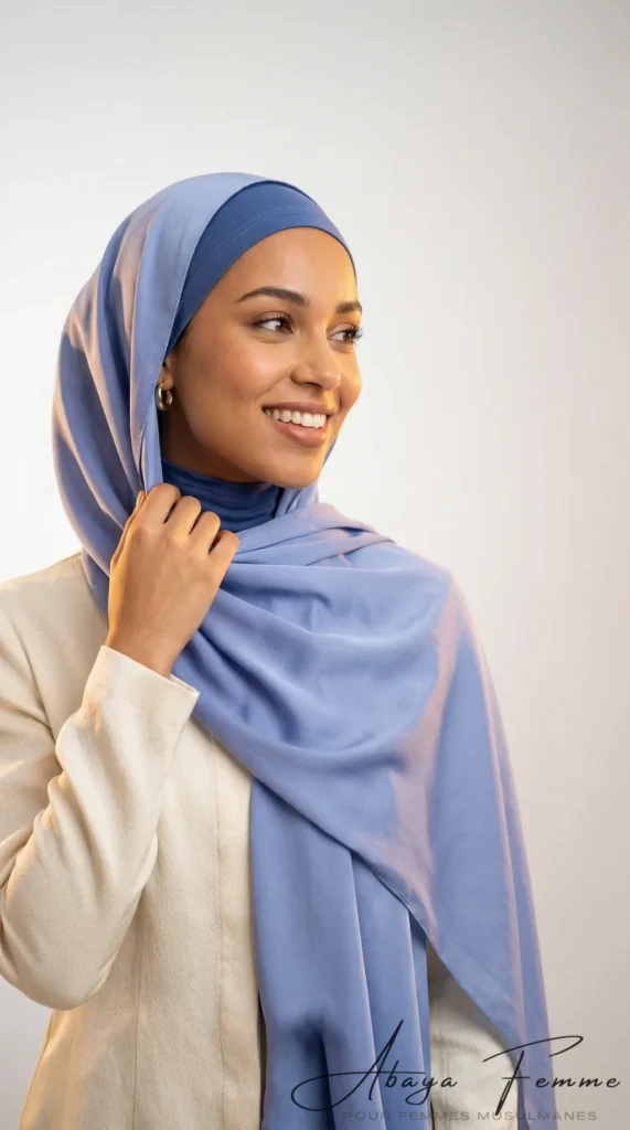 Sous Hijab en Tube Collection Premium Jersey Bleu acier – vue 1