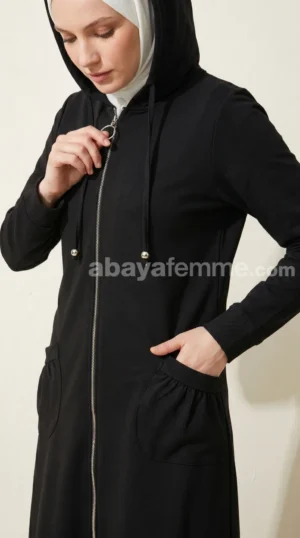 Sweat zipé à capuche noir