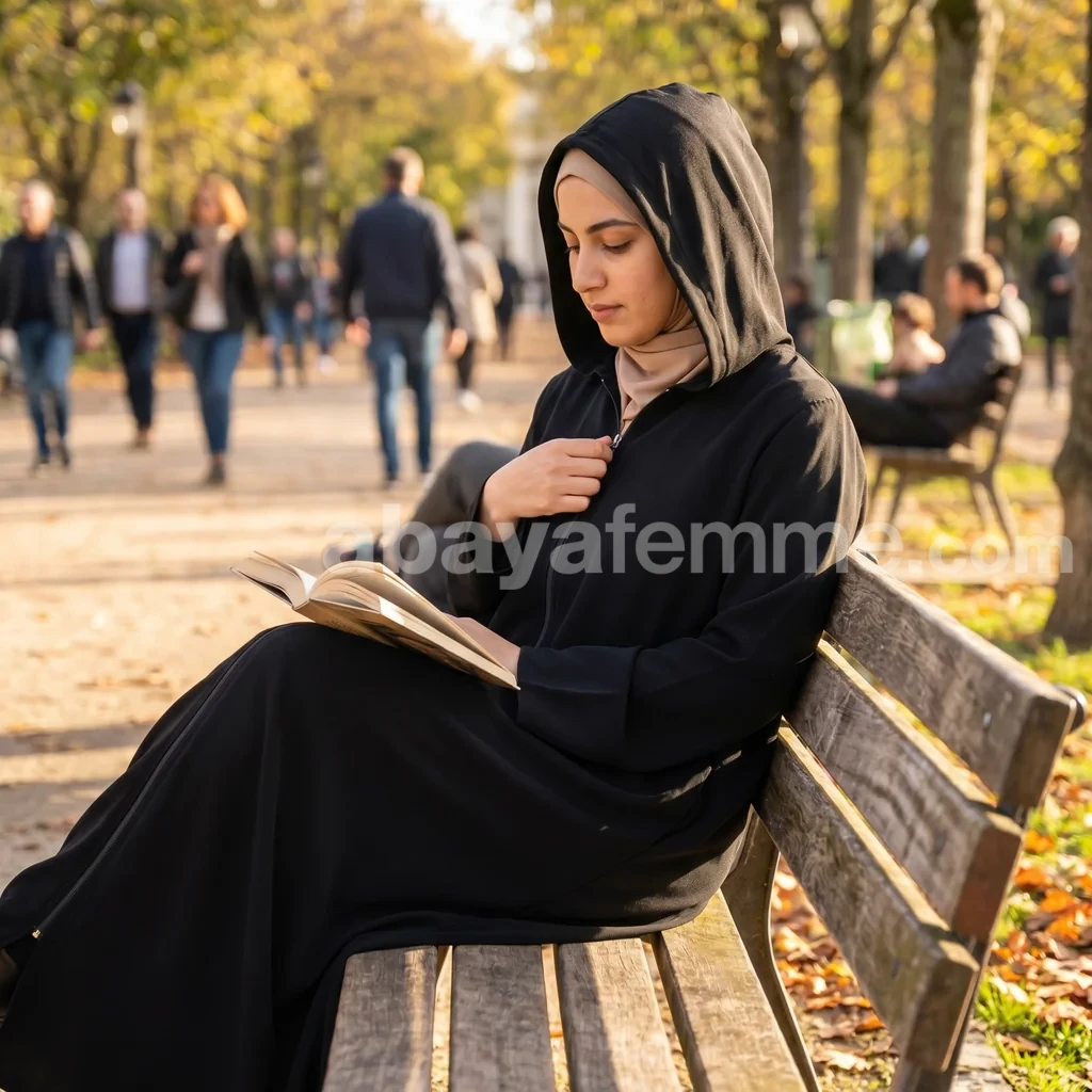 Sweat zippé à capuche Long femme noir 1 Sweat zippé à capuche Long femme noir porté de face