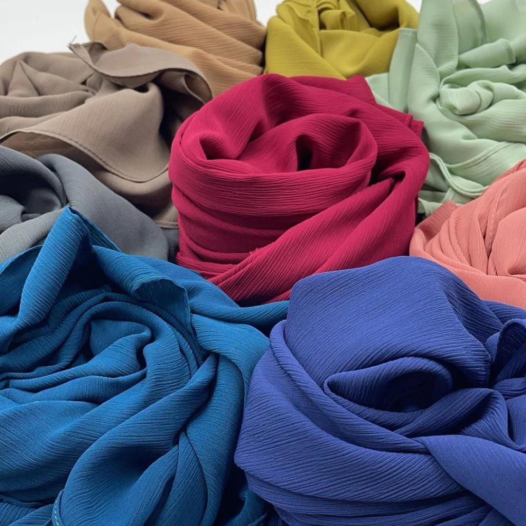 Hijab mousseline Froissé Rose 2 Hijab mousseline froissé