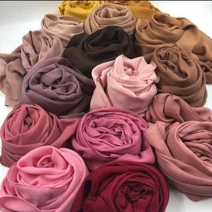 Hijab Mousseline Froissé Taupe 1 Hijab Mousseline Froissé