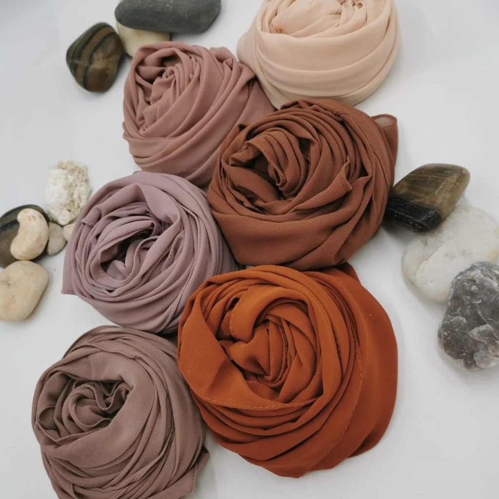 Hijab Mousseline Marron Premium Collection 2 Hijab Mousseline