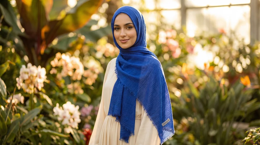 Hijab Froissé Bleu Basic Collection 1 Hijab Froissé Bleu Basic Collection - Garden Photo - Model Style: Hijabi
