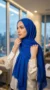 Blue Crinkled Hijab Basic Collection - Luxury Photo - Model Style: Hijabi